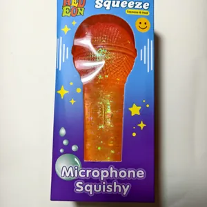 Transparente orangefarbene Glitzer Mikrofon Squishy Spielzeug in Verkaufsbox