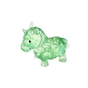 Green translucent glitter unicorn slow rebound squeeze toy for stress relief and fun
