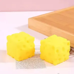 Simulation Cheese Squishy Stress Relief Squeeze Toy Creative Slow Rising Bun Sensory Decompression Toy For Kids Adults Office Home Decor