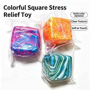 Creative Marble Pattern Cube Squishy Slow Rebound TPR Stress Relief Toy Soft Decompression Squeezing Toy For Daily Use