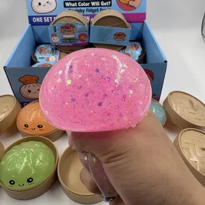 Giocattolo squishy a forma di panino rosa glitterato da 8,5 cm per alleviare lo stress