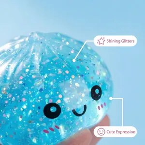 Giocattolo Squishy a Forma di Panino al Vapore Simulato a Ritorno Lento Giocattolo Antistress Fidget Cartone Animato Faccia Sorridente Sensoriale Con Brillantini