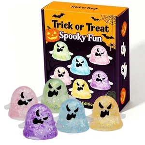 Halloween Ghost Squishy Stress Relief Toy Slow Rebound Squeeze Toy With Sequins Glitter For Kids Adults Festive Party Favors Ghost Shape Squishy Toy