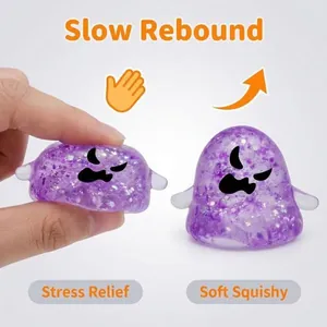 Purple glitter Halloween ghost squishy toy for stress relief with slow rebound effect
