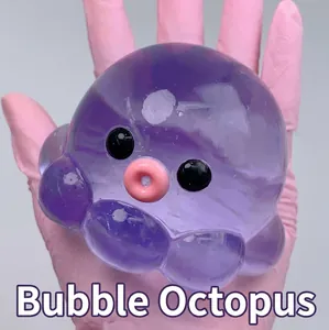 Mignon Poulpe Méduse Jouet Squishy TPR Translucide Paillettes Décompression Soulagement du Stress Jouet à Presser pour Adultes Enfants Cadeau