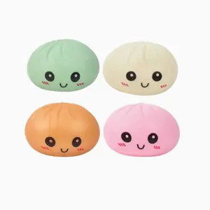 Set of four cute colorful squishy steamed bun stress relief toys for sensory play