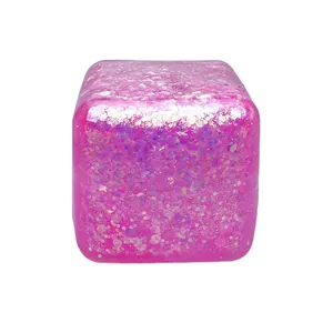 Jouet sensoriel cube d'eau rose à paillettes pour soulager le stress et l'anxiété
