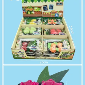 Lot de 18 jouets anti-stress en forme de fruits artificiels, boîte de 26x24cm