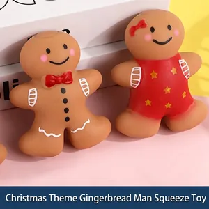 Jouet Squishy Bonhomme de Pain d'épices de Noël Mignon Anti-stress à Rebond Lent Dessin Animé Jouet à Presser pour Enfants Adultes