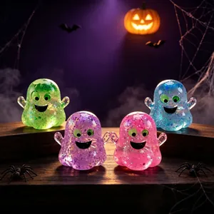 Glitter Halloween spook knijpspeeltjes in verschillende kleuren met lichteffect.