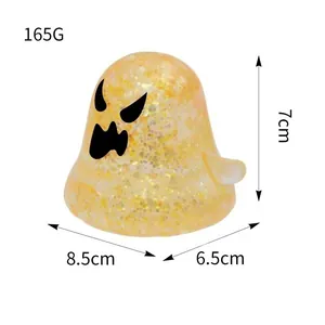 Glittery Halloween ghost squeeze toy detail showing dimensions 7cm height and 165g weight