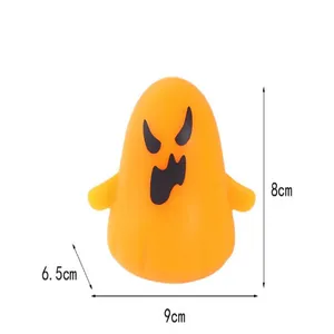 Orange Halloween ghost squishy stress relief toy with 8cm x 9cm product dimensions
