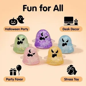 Glitzernde Halloween-Geist-Quetschspielzeuge zum Stressabbau für Partys
