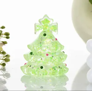 Jouet squishy sapin de Noël en TPR vert translucide avec paillettes pour décompression