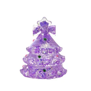 Jouet squishy sapin de Noël violet pailleté en TPR pour soulager le stress et rebond lent