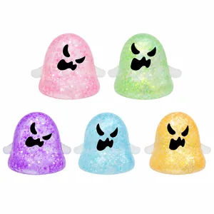 5 bunte Glitzer-Geist-Squishys für Halloween-Stressabbau, Set-Angebot