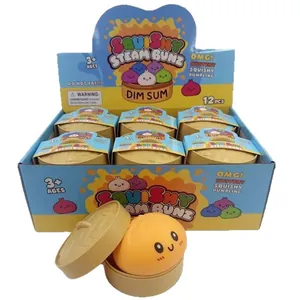 Simpatico giocattolo squishy panino al vapore arancione con contenitore per alleviare stress