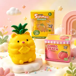 Cute pineapple bear and jumbo peach scented silicone squishy toys for stress relief
