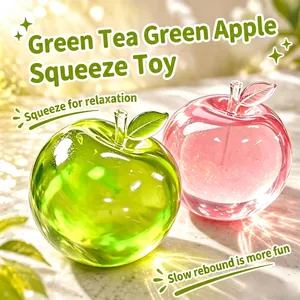 Translucante Groene Appel Stressverlichting Speelgoed Langzame Terugslag Mouttextuur Squishy Sensorisch Fidget Speelgoed Voor Volwassenen Kinderen