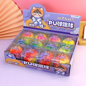 Lot de 12 balles rebondissantes colorées en PU dans une boîte de présentation mignonne