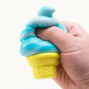 Jouet squishy en forme de cône glacé bleu pour soulager le stress et le jeu sensoriel
