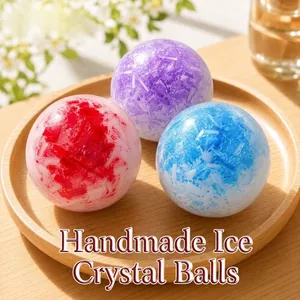Set of 3 translucent crushed ice texture stress balls for sensory play and relief