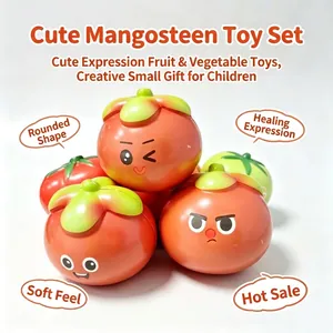 Detailed view of slow-rising squishy mangosteen toys with various cute expressions