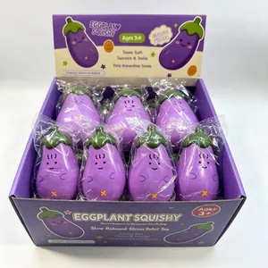 Cartoon Eggplant Squishy Slow Rebound Decompression Toy Stress Relief Squeeze Toy Soft Vegetable Model Kids Adult Gift