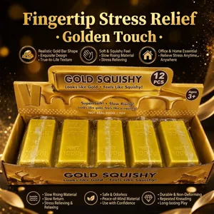 Simulation Gold Brick Squishy Toy Slow Rebound PU Foam Gold Bar Stress Relief Squeeze Toy For Adults Office Desk Decor Gift