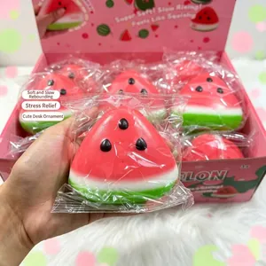 Realistische Wassermelonenscheibe Squishy Spielzeug Langsam Steigendes Stressabbau Spielzeug Weiches PU Simulation Frucht Für Kinder Erwachsene Tisch Deko