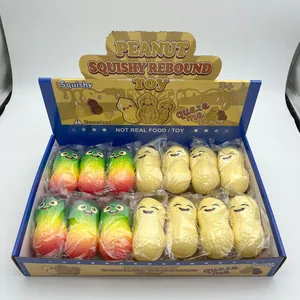 Jouet Squishy en Forme de Cacahuète Réaliste Rebond Lent PU Jouet Anti-Stress Jouet à Presser Doux pour Bureau Enfants