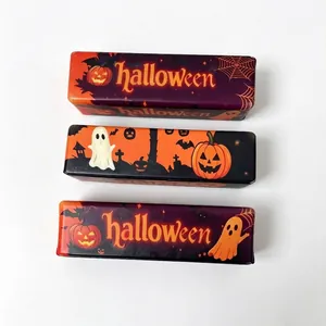 Detailed view of Halloween themed slow-rebound squishy toys with pumpkin and ghost patterns.