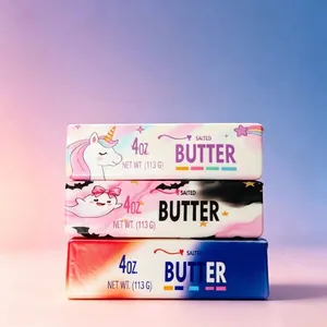 Gedetailleerd overzicht van drie kleurrijke langzame PU-boterstick squishy speelgoedjes.