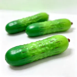 Detailed view of slow rebound green cucumber squishy toy with realistic bumpy texture