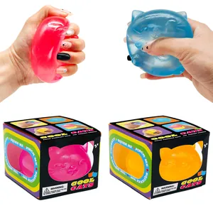 Cat squishy stress balls with packaging, soft maltose kitten toy for anxiety relief.