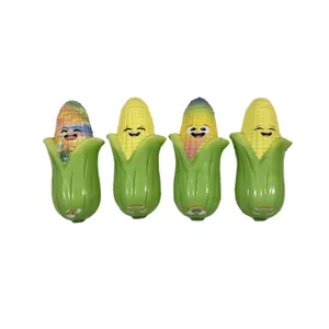 Set of 4 cute corn slow rising squishy toys with smile faces and rainbow details
