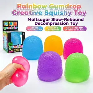Jouet Squishy Bonbon Arc-en-Ciel Anti-stress Jouet à Presser Maltose Rebond Lent Mochi Jouet Sensoriel Pour Enfants Adultes Bureau