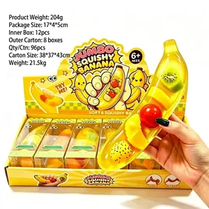 Jumbo banaan squishy speelgoed voor stressverlichting met realistische stukjes fruit.