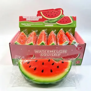 Realistic watermelon slice squishy toy made of PU slow rising foam for stress relief