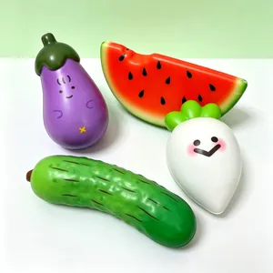 Collection of cute PU slow-rebound squishy fruit and vegetable stress relief toys