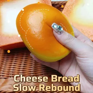 Realistic cheese bread squishy toy with slow rebound effect for stress relief and fun