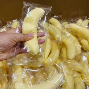 Detailed view of individually wrapped banana-shaped slow rebound stress relief toys