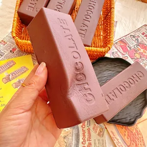 Close-up of chocolate bar squishy toy with slow rebound soft texture for stress relief.