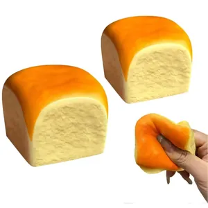 Detailed view of simulation toast bread squishy toy showing slow rebound texture
