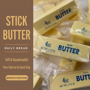 Macro detail of a realistic salted butter stick squishy toy for stress relief