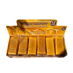 Realistic gold bar squishy toys set of 12 for stress relief with slow rising foam material