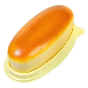 Juguete squishy de simulación de pan realista para aliviar el estrés con bandeja