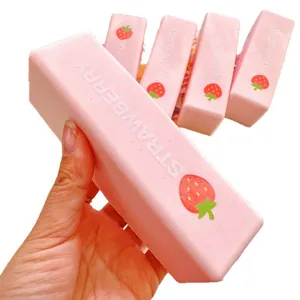 Giant pink strawberry milk bar squishy toy with slow rebound effect for stress relief
