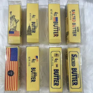Detailed view of slow-rebound squishy butter stick toys with American themed designs.