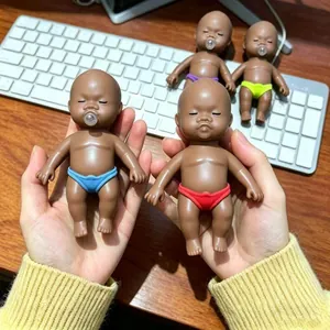 Simulation Schwarz Baby Blasenblasendes Squishy Spielzeug Zum Stressabbau Realistische Silikon Weiche Puppe Handflächengröße